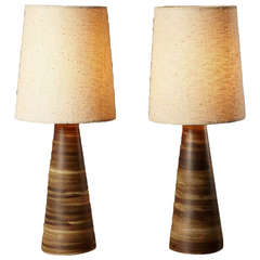 Pair of Glazed Ceramic Table Lamps by Jane & Gordon Martz of Marshall Studios