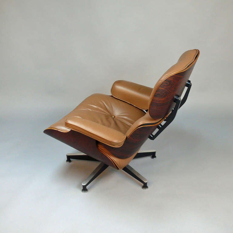 Aluminum Eames Rosewood Lounge Chair 670 and Ottoman 671 for Herman Miller