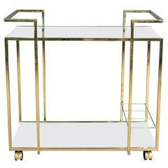 Brass and Mirror Regency Style Bar Cart