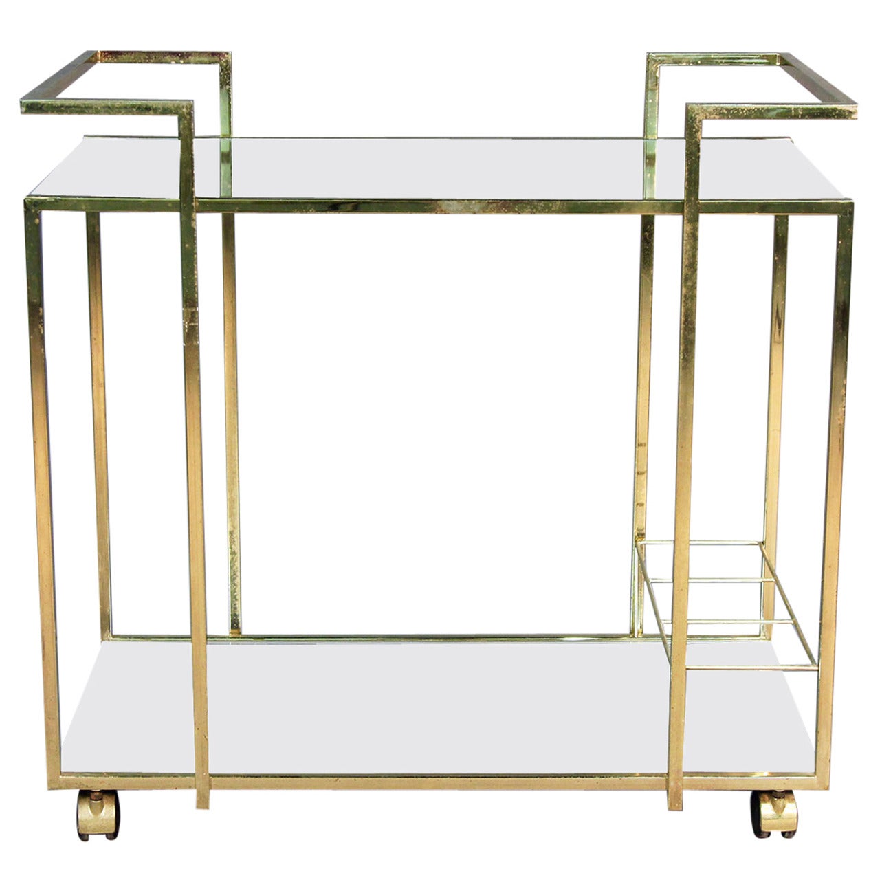 Brass and Mirror Regency Style Bar Cart