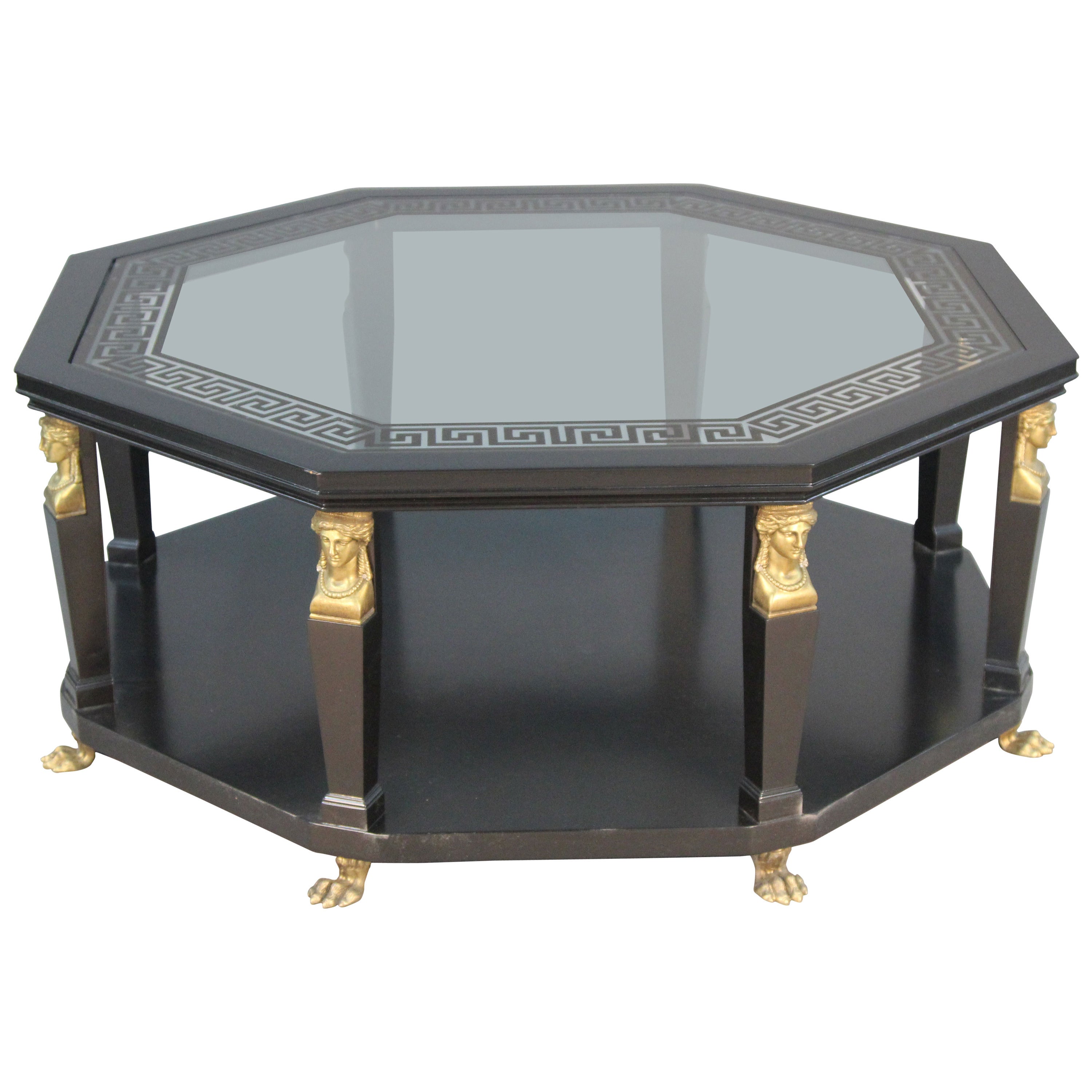 Baker Coffee Table with Brass Sphinx Legs and Feet