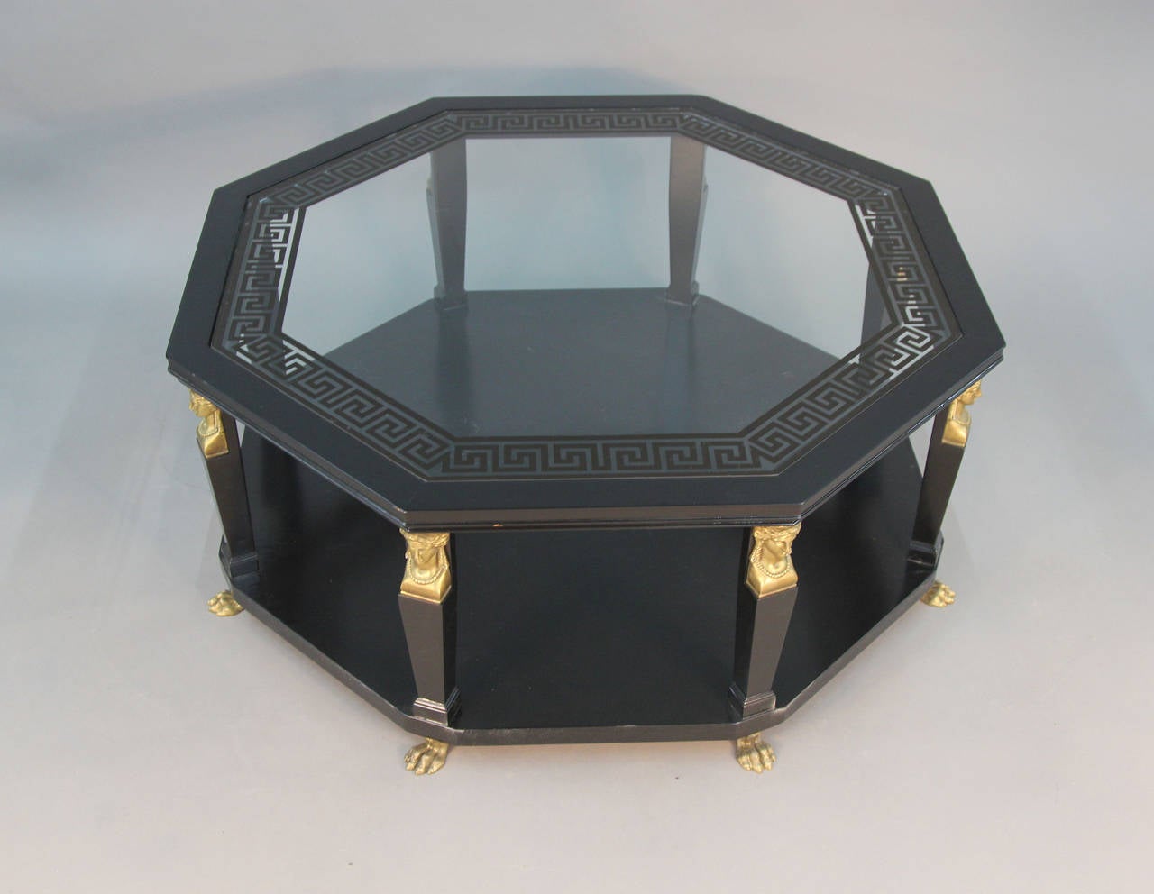 Rococo Baker Coffee Table with Brass Sphinx Legs and Feet