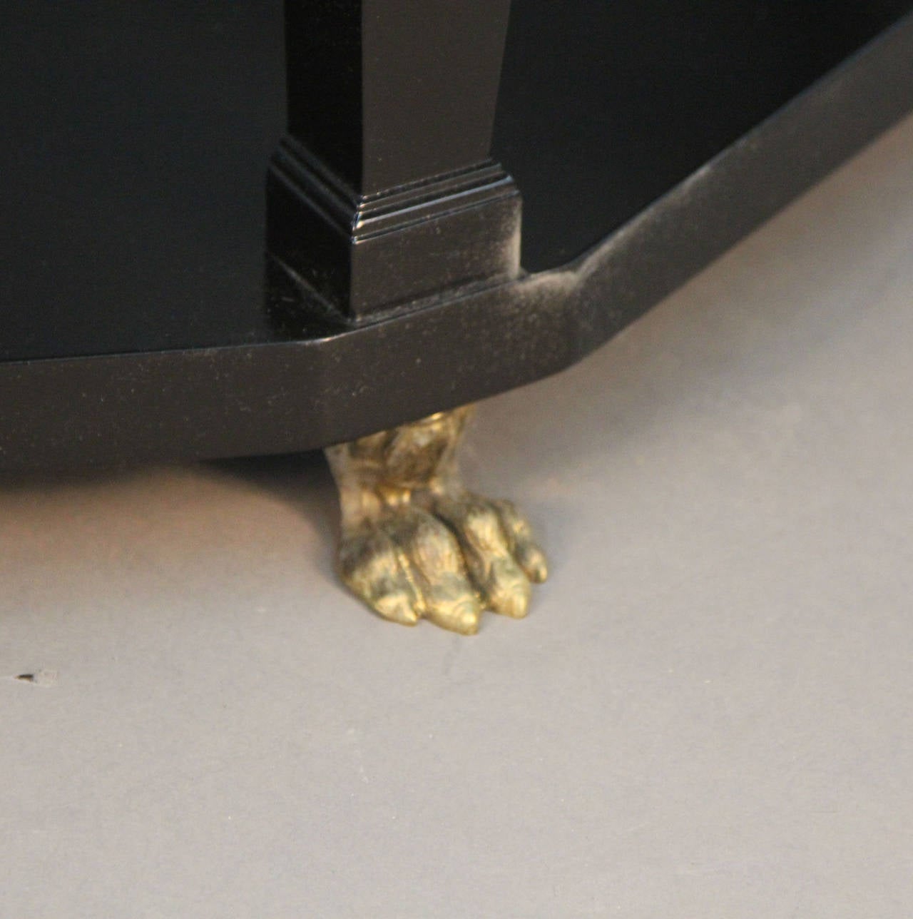 American Baker Coffee Table with Brass Sphinx Legs and Feet