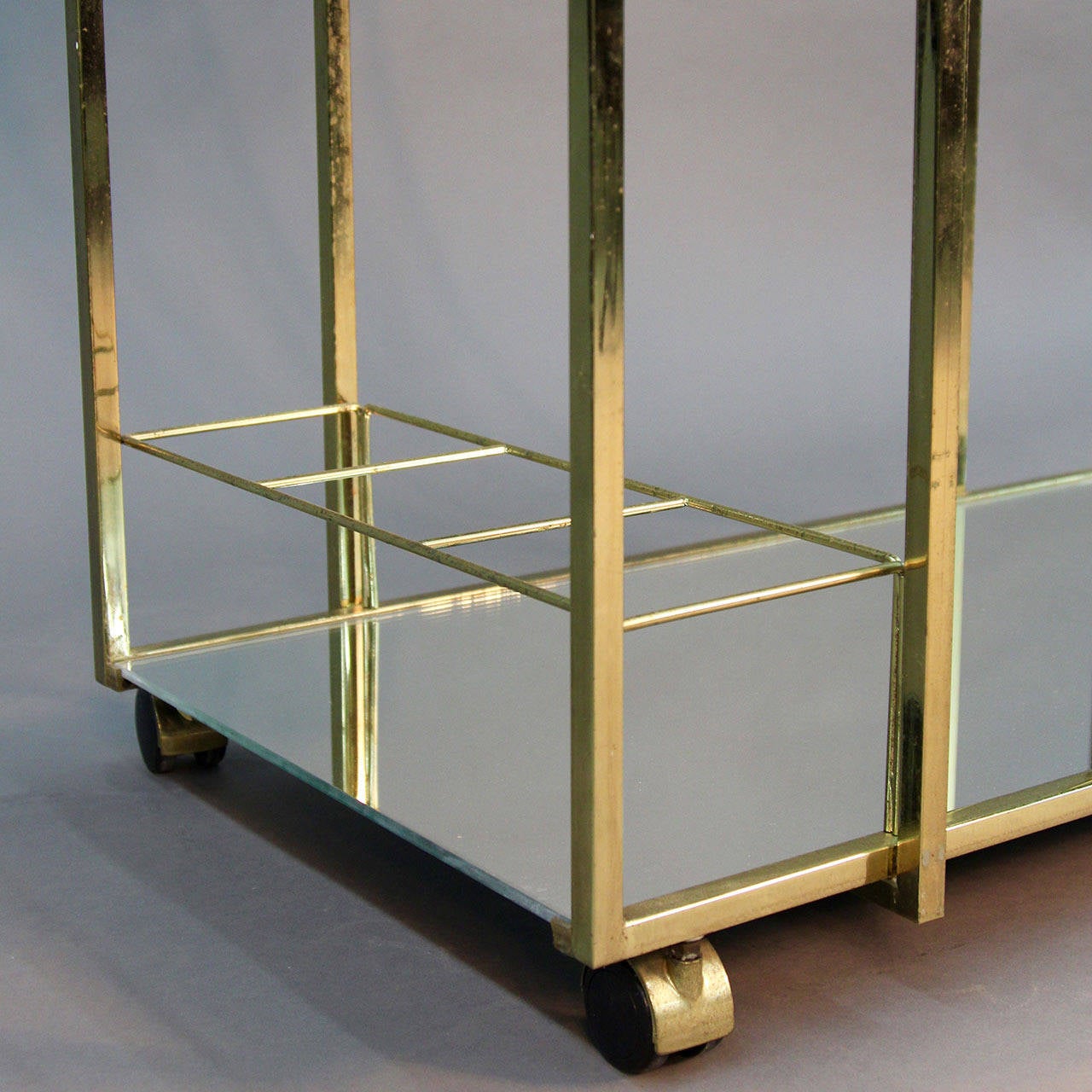 Italian Brass and Mirror Regency Style Bar Cart