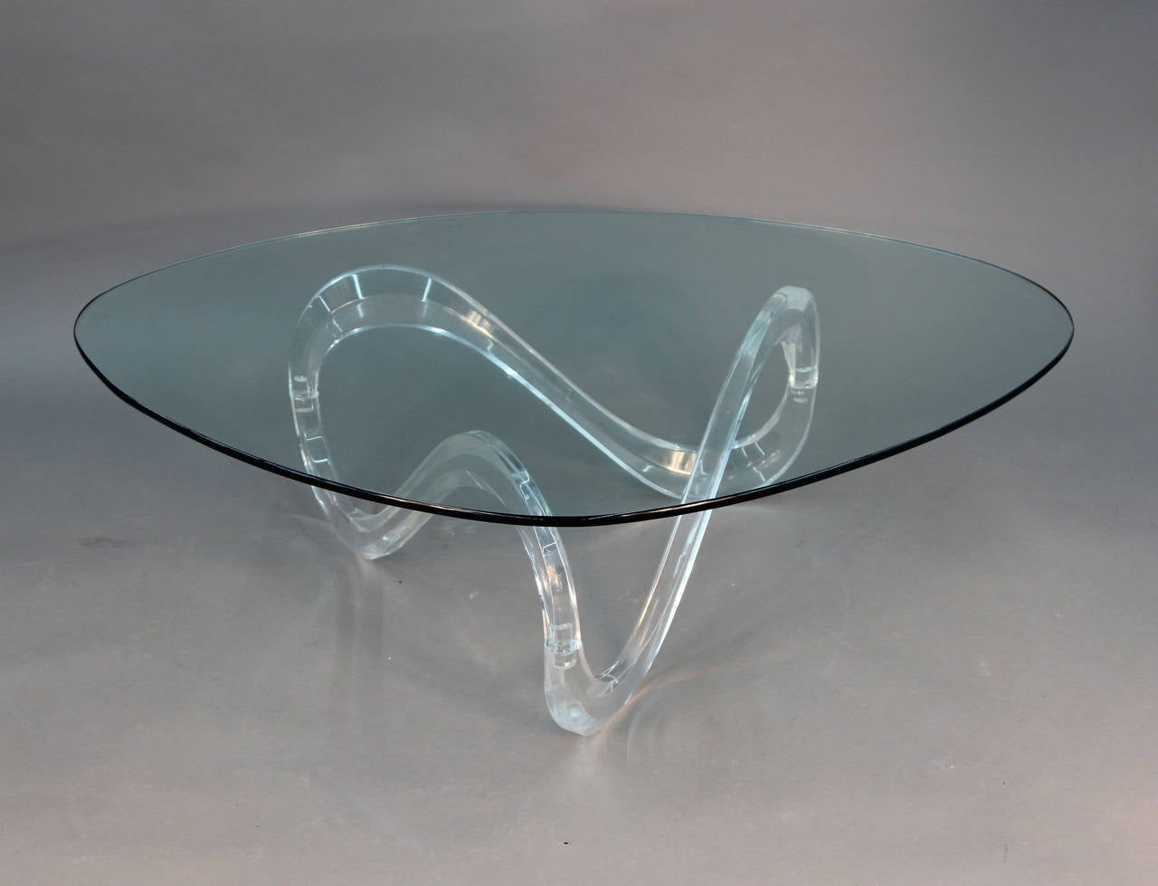 Modern Lucite Infinity Base Triangular Coffee Table Charles Hollis Jones