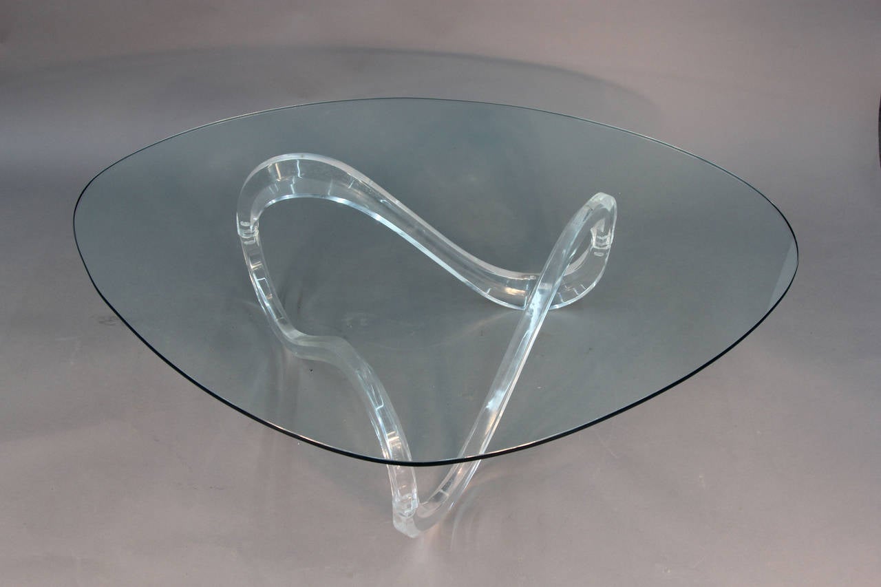 American Lucite Infinity Base Triangular Coffee Table Charles Hollis Jones