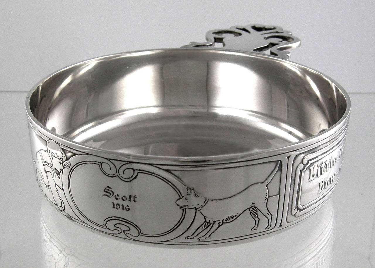 Tiffany & Co. sterling porringer 
Makers serial 5796D1 (1880).

Engraved: 