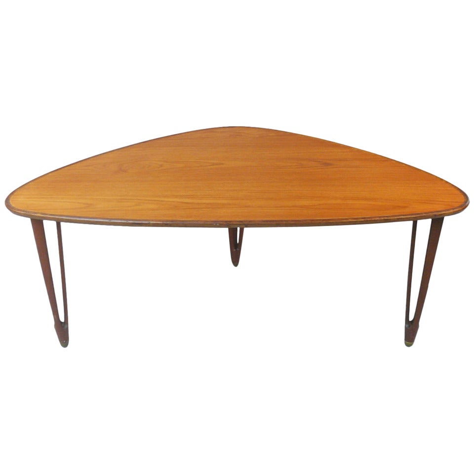 Beautifully Designed Triangular Teak Coffee Table For Sale