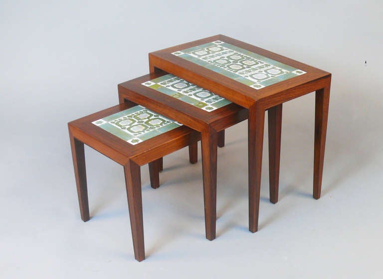 Set of Three Rosewood Nesting Tables by Severin Hansen Jr. In Excellent Condition In Bridport, CT