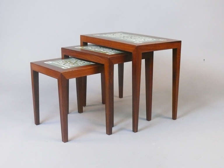 Mid-20th Century Set of Three Rosewood Nesting Tables by Severin Hansen Jr.