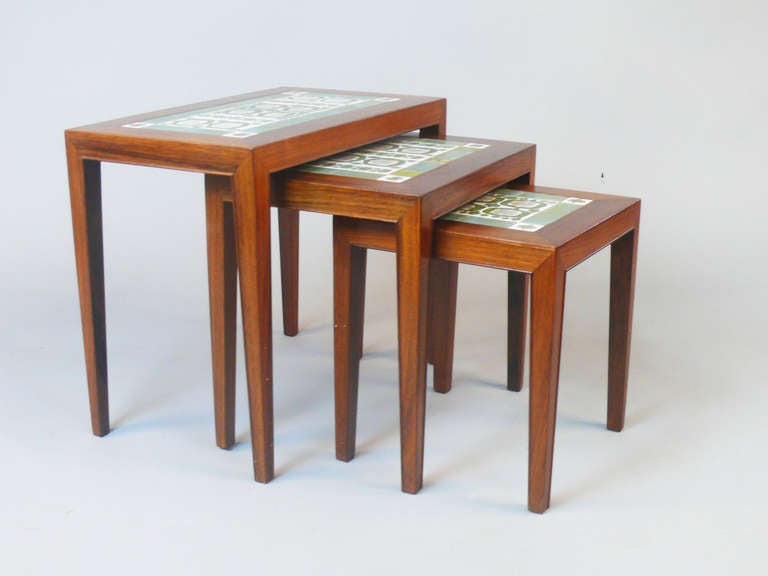 Set of Three Rosewood Nesting Tables by Severin Hansen Jr. 2