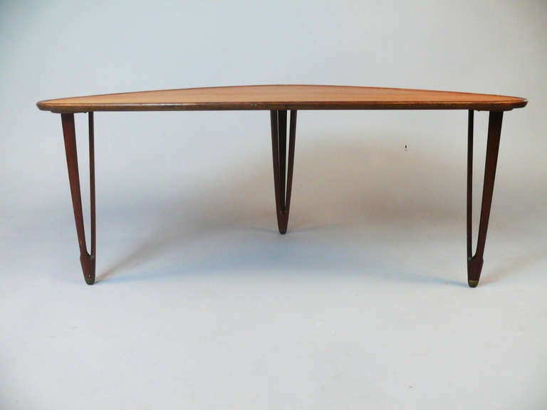 Scandinavian Modern Beautifully Designed Triangular Teak Coffee Table For Sale