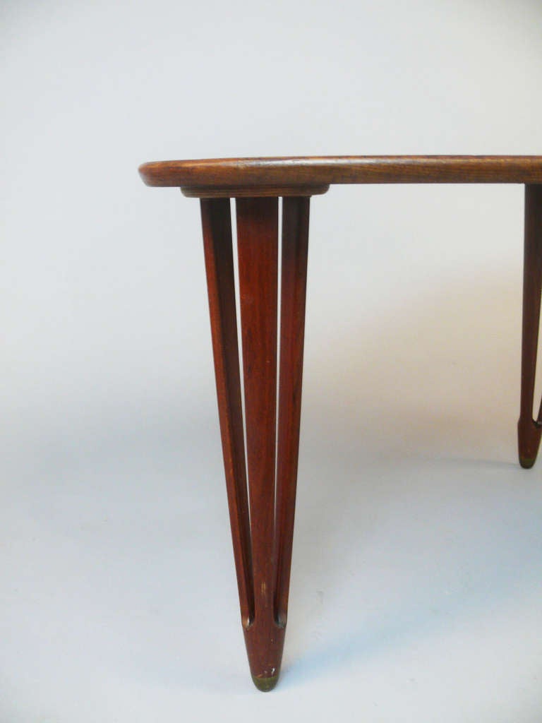 Sycamore Beautifully Designed Triangular Teak Coffee Table For Sale