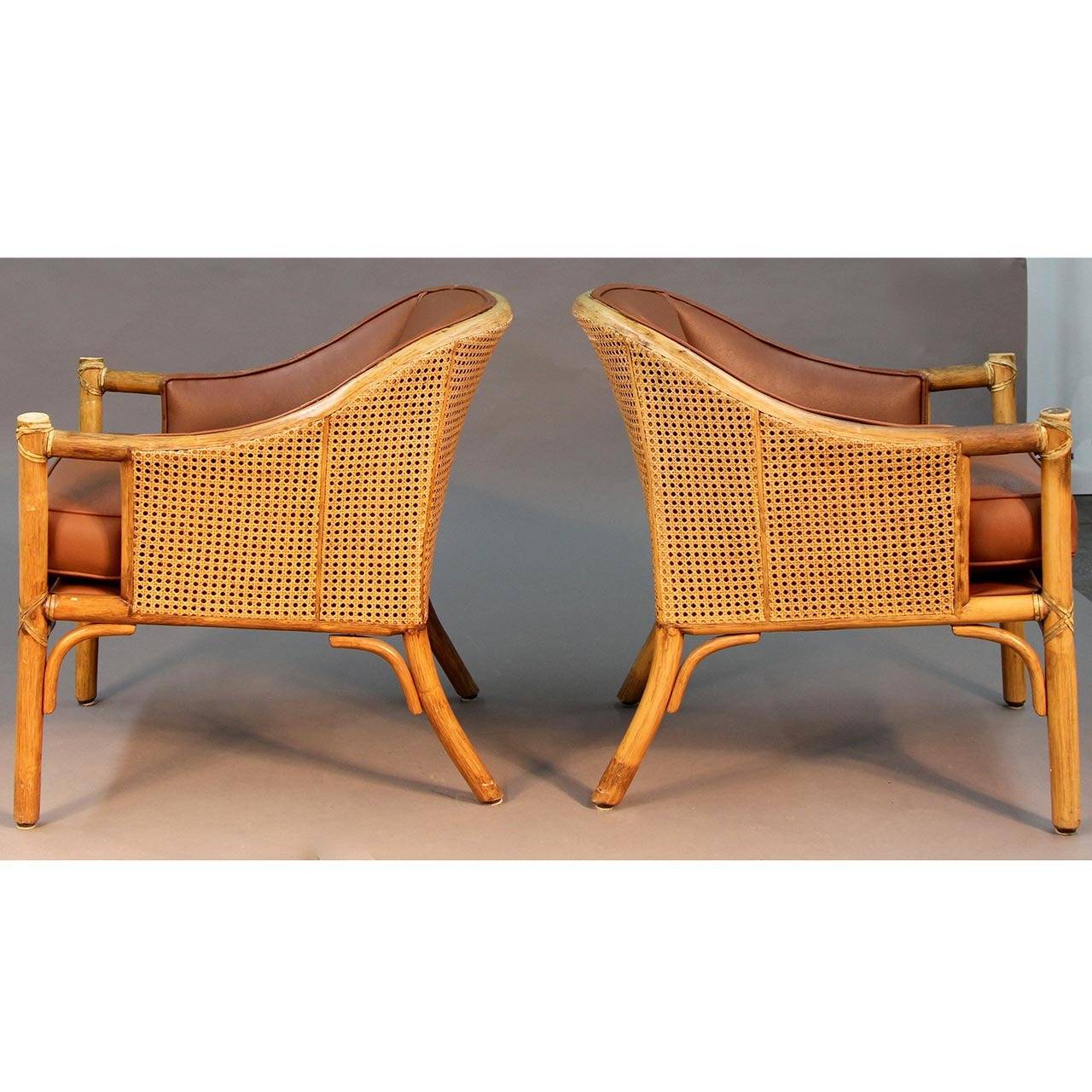 Pair Of Mcguire Rattan And Cane Club Chairs At 1stdibs Pair Of Mcguire Rattan And Cane Club Chairs In Good Condition For Norwalk