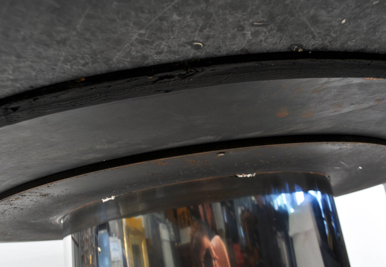 Modern Knoll Marble-Top Chrome Drum Base Dining or Conference Table