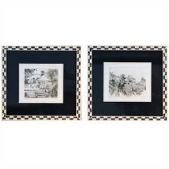 Pair of Signed “La Samanna” Prints in Mother of Pearl Frames 10