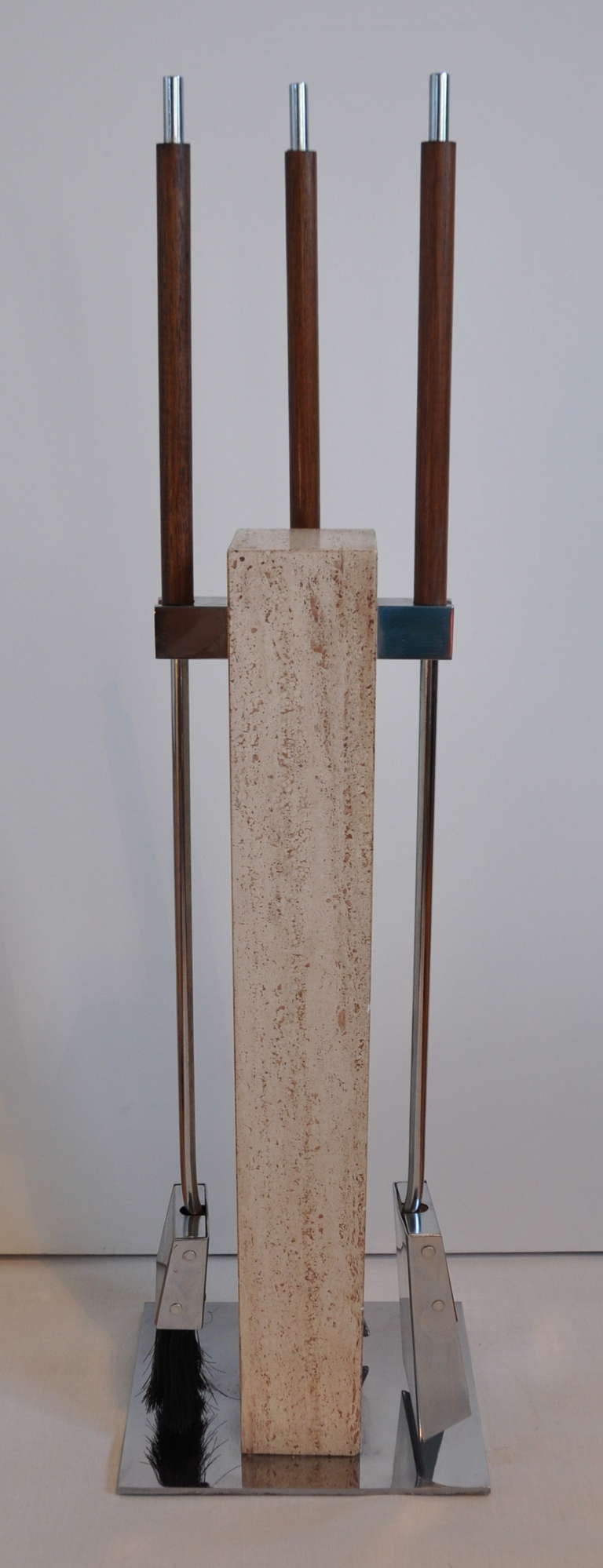 American Travertine Fireplace Tools by Alessandro Albrizzi