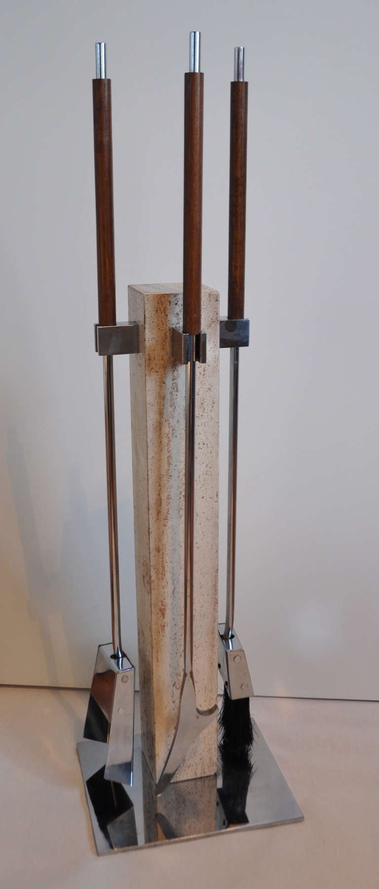 Travertine Fireplace Tools by Alessandro Albrizzi In Excellent Condition In Bridport, CT