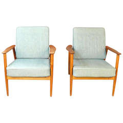 Pair of Danish Mid-Century Easy Chairs, Arne Vodder-Style