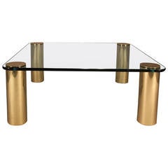 Pace Coffee Table with Brass Legs and Glass Top