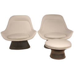 Pair of Warren Platner for Knoll Easy Chairs with Ottoman
