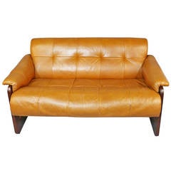 Percival Lafe Vintage Rosewood and Leather Love Seat