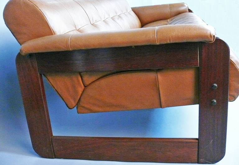 Late 20th Century Percival Lafer Vintage Leather and Rosewood Sofa