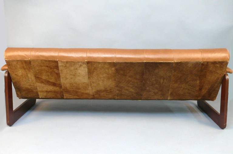 Percival Lafer Vintage Leather and Rosewood Sofa 2