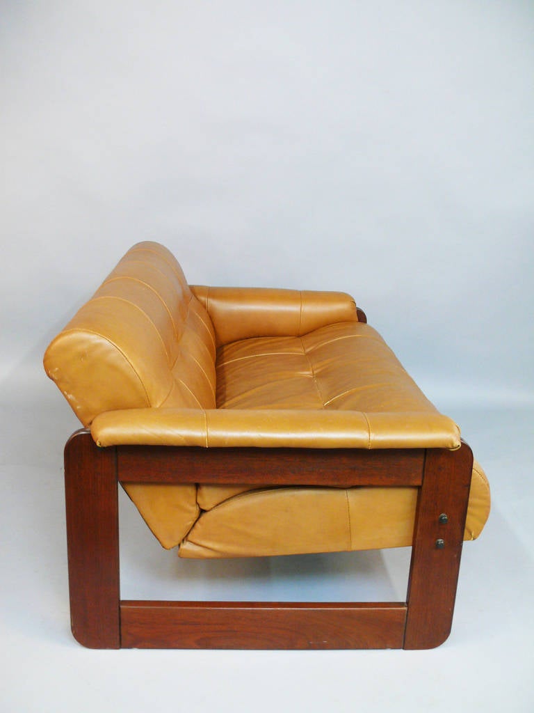 Late 20th Century Percival Lafe Vintage Rosewood and Leather Love Seat