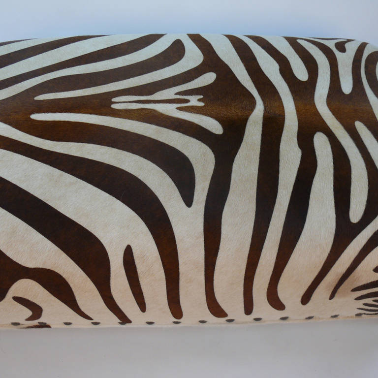 American Cowhide Ottoman in Zebra Print