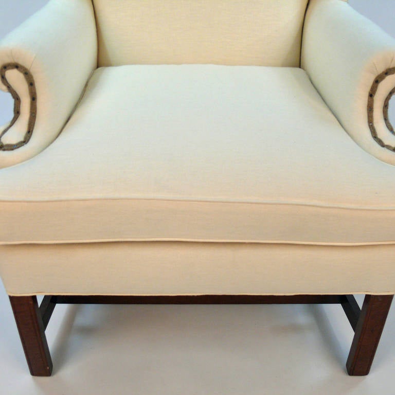 Pair of Chippendale style Wingback Chairs For Sale 2