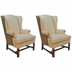 Pair of Chippendale style Wingback Chairs 10