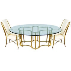 Stunning Faux Bamboo, Solid Brass Racetrack Dining Table by Mastercraft