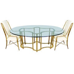 Stunning Faux Bamboo, Solid Brass Racetrack Dining Table by Mastercraft