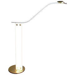 Italian Top Stiched Leather Floor Lamp