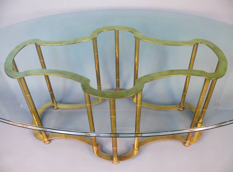 Stunning Faux Bamboo, Solid Brass Racetrack Dining Table by Mastercraft In Excellent Condition In Bridport, CT