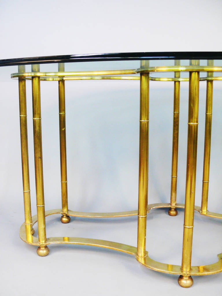 Stunning Faux Bamboo, Solid Brass Racetrack Dining Table by Mastercraft 1
