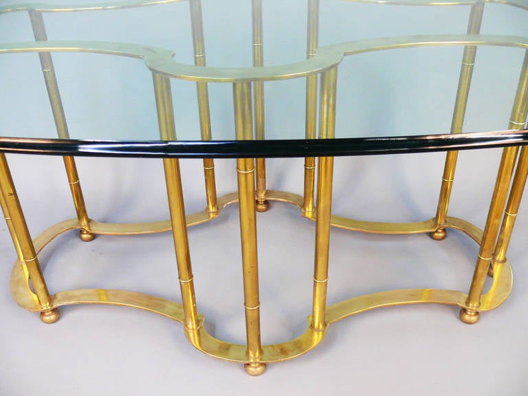 Stunning Faux Bamboo, Solid Brass Racetrack Dining Table by Mastercraft 3