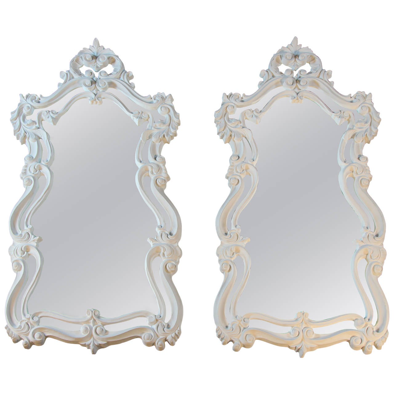 Rococo Style Mirror in White For Sale at 1stdibs