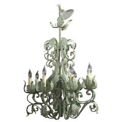 French Chandelier with Green Tole