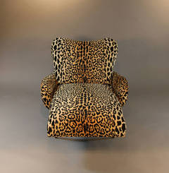 Mid-Century Leopard Print Velvet Chaise Longue