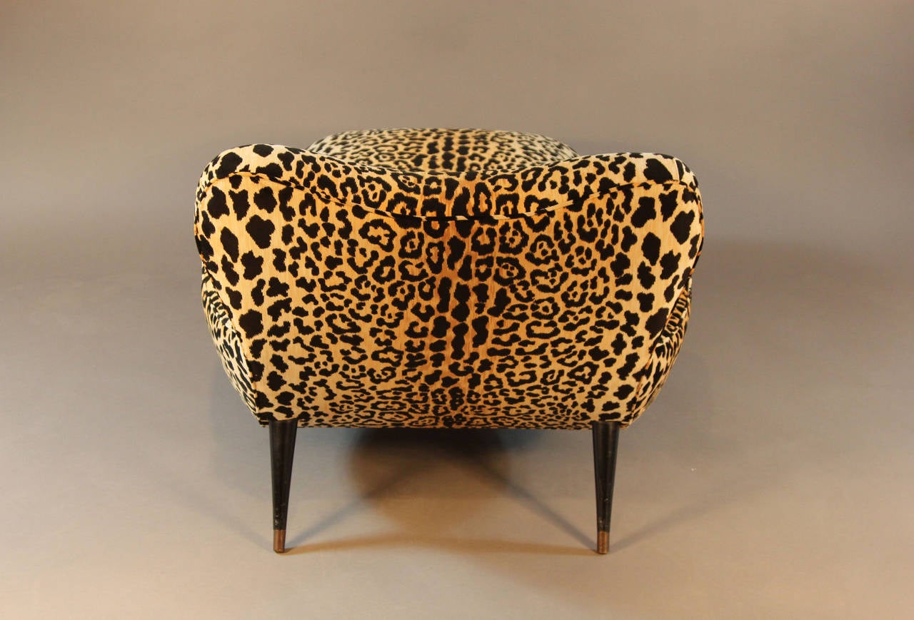 American Mid-Century Leopard Print Velvet Chaise Longue