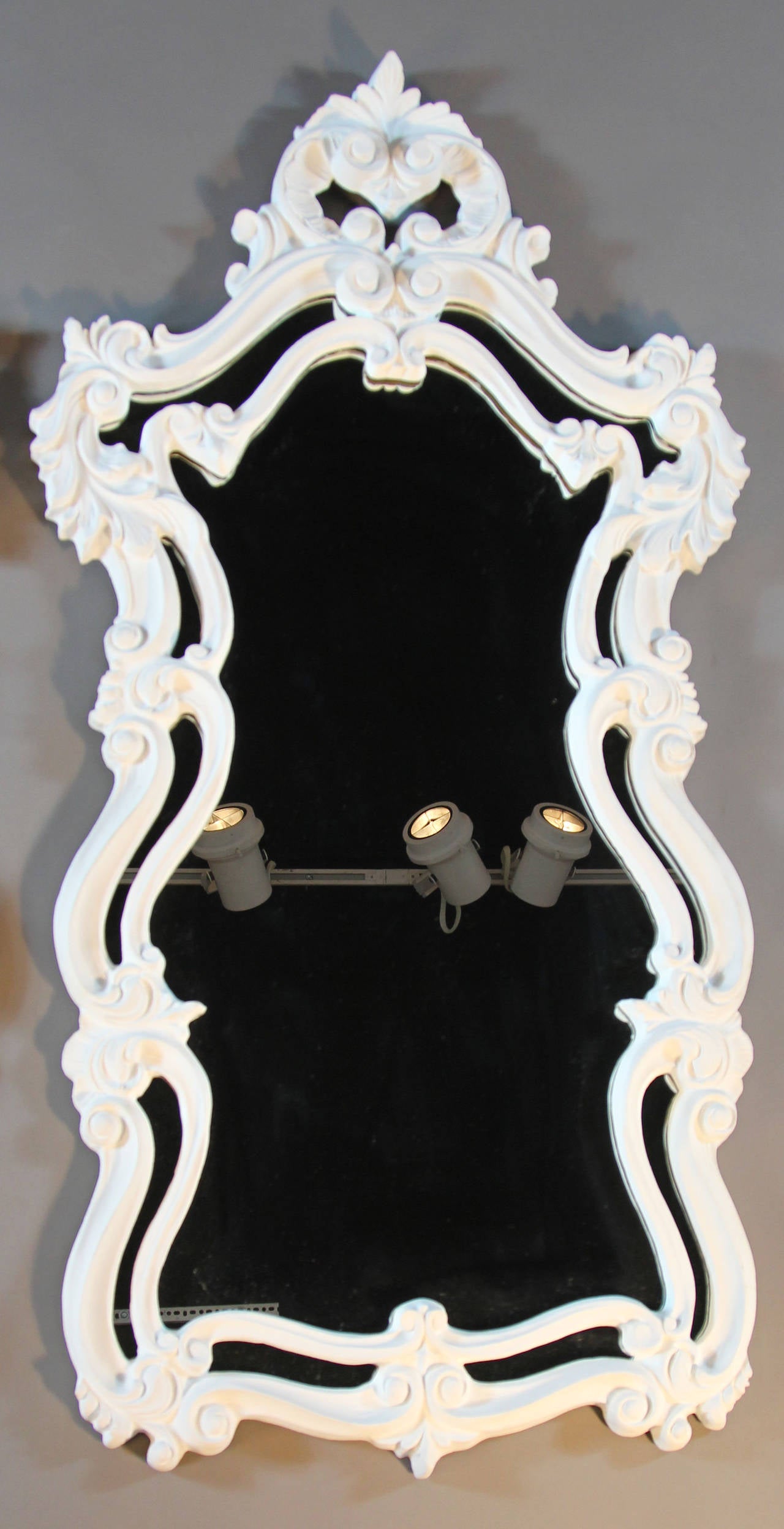 Late 20th Century Rococo Style Mirror in White For Sale