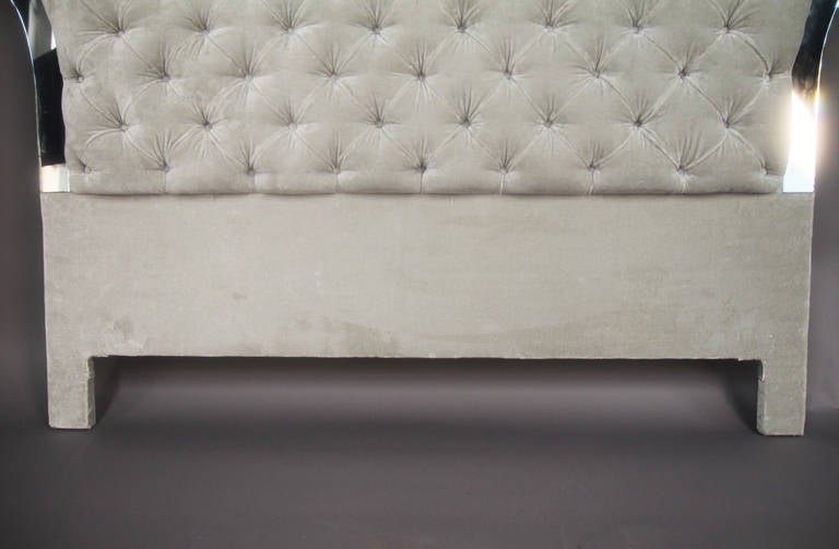 Mirrored Vintage Tufted Headboard In Good Condition In Bridport, CT