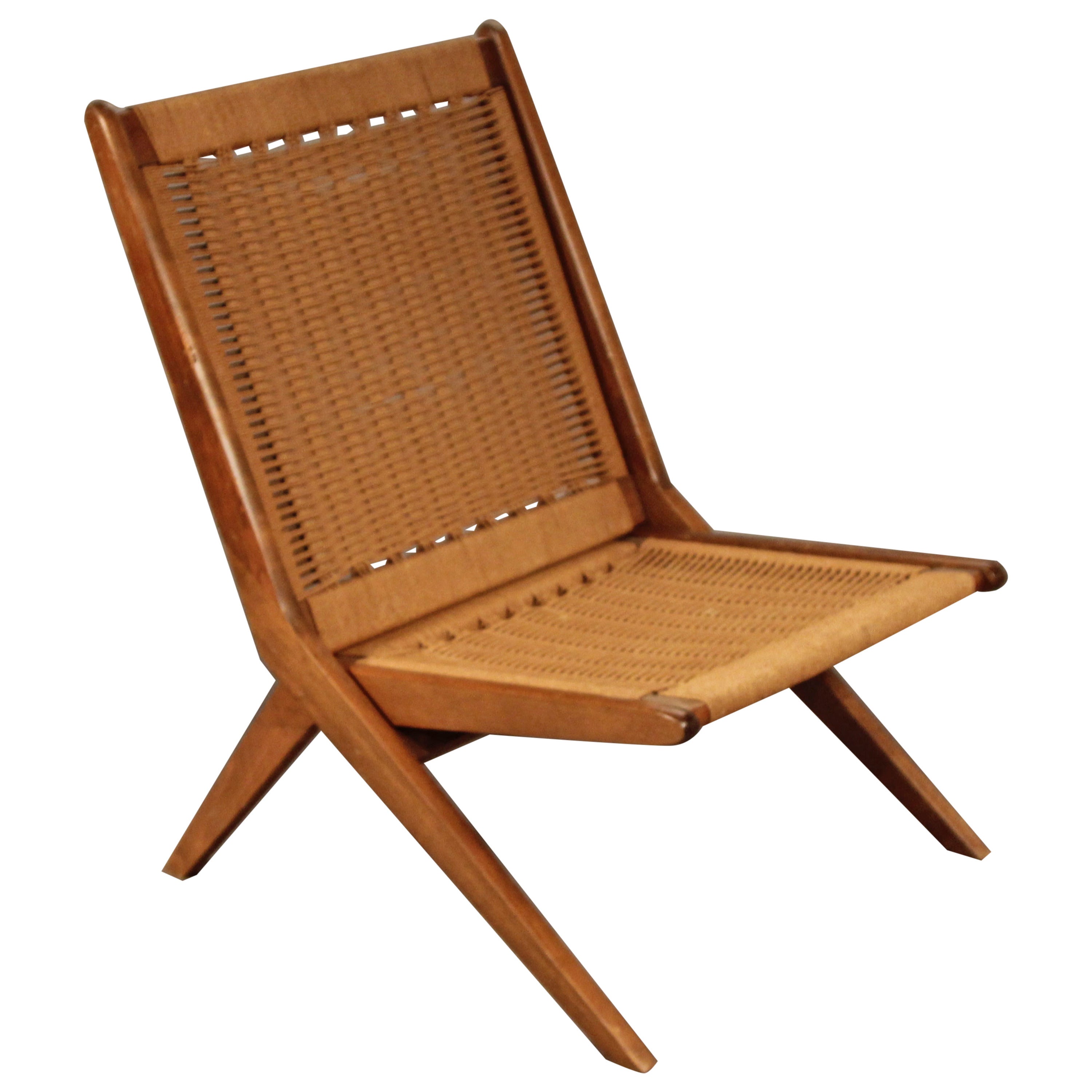 Hans Wegner Style Folding Rope Chair