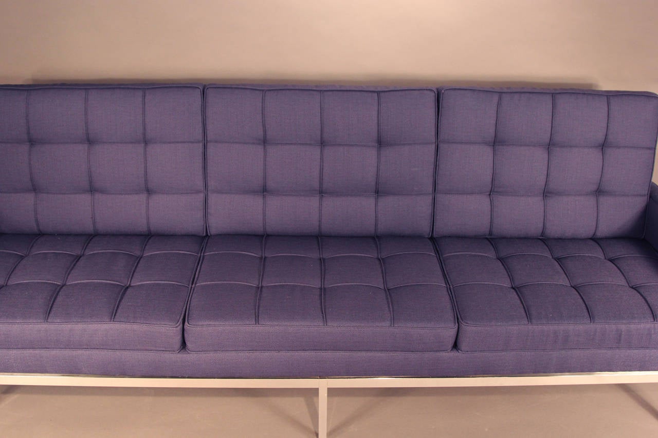 Mid-Century Modern Newly Upholstered Knoll Sofa on Chrome Base