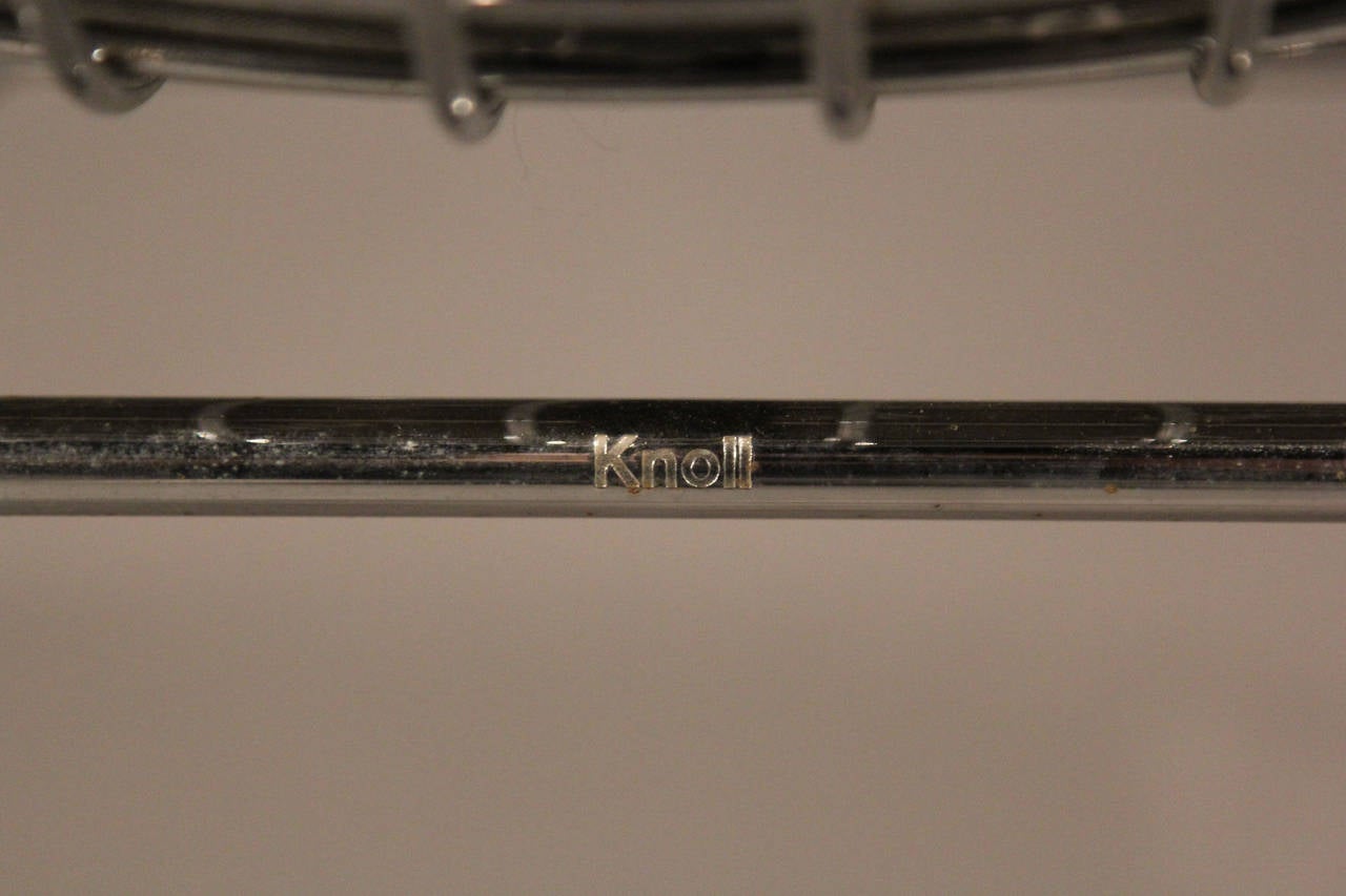 Pair of Harry Bertoia for Knoll Bar Stools in Chrome with Black Leather 3