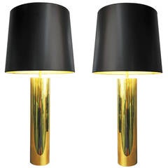 Pair of Brass Tube Lamps