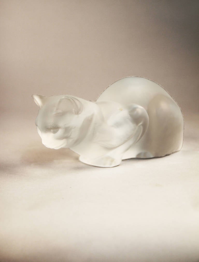 French Pair of Lalique Crystal Cats