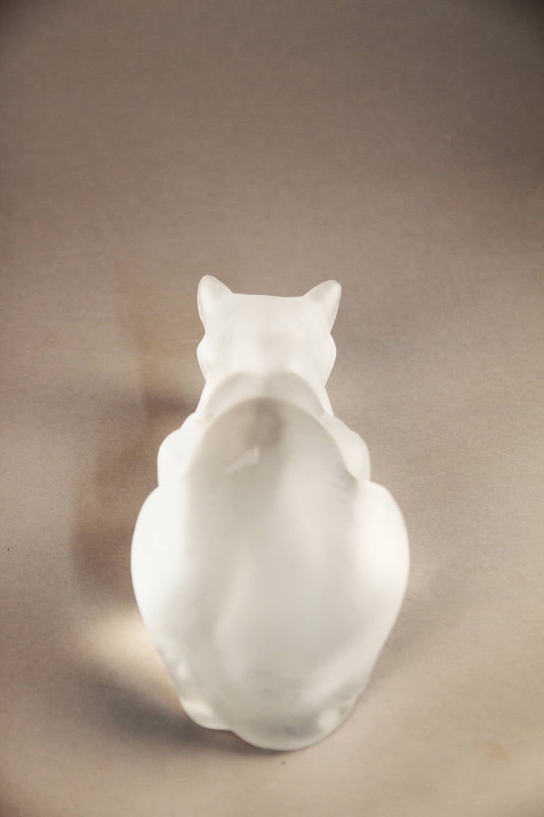 Late 20th Century Pair of Lalique Crystal Cats